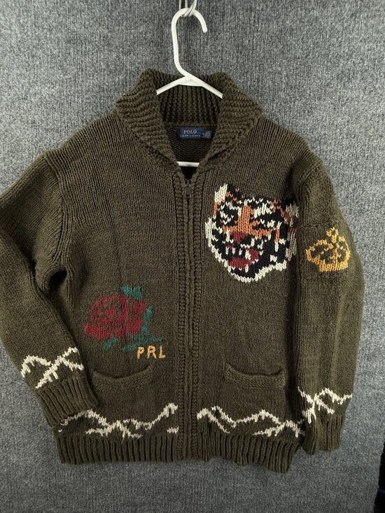 Polo Ralph Lauren Other - Polo Ralph Lauren Cowichan Tiger Heavyweight Chunky Knit Zip Cotton Linen Silk